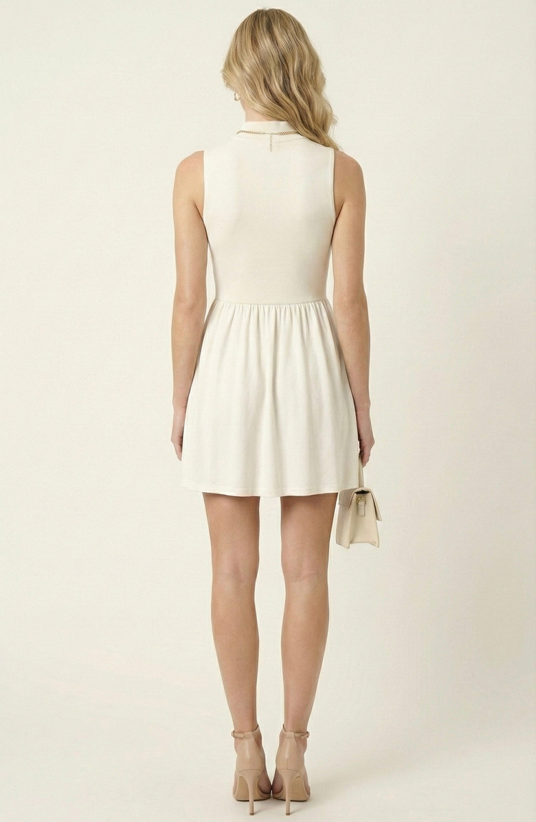 Modenaire Mock Neck Sleeveless Mini Dress, Alternate, color, Ivory