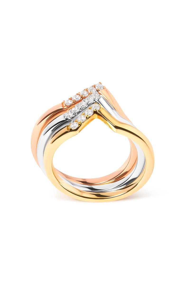 Haus of Brilliance 14K Gold 1/4 Cttw Diamond Chevron V Stackable Band Ring Set, Main, color, Yellow