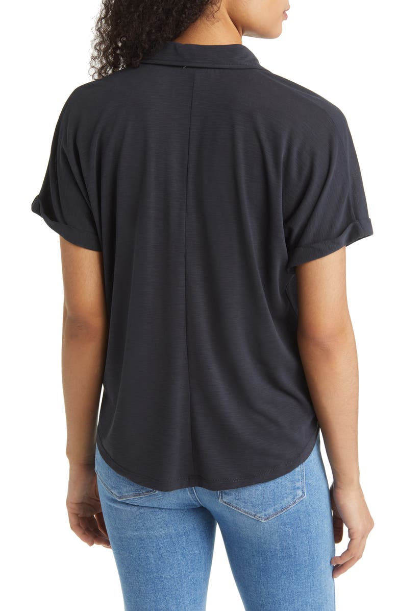 Mavi Jeans Space Dye Short Sleeve Cotton Button-Up Shirt, Alternate, color,