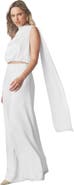 Six Stories Satin Drape Detail High Neck Top