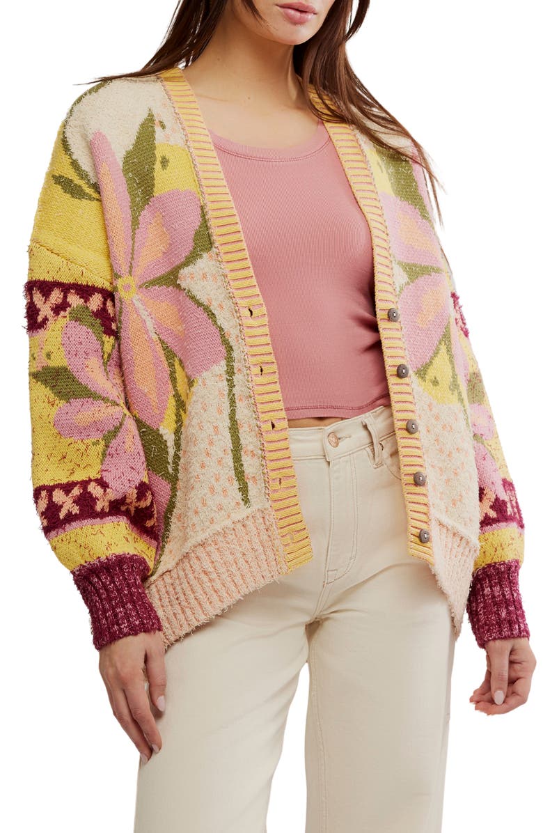 Free People Bali Tropical Garden Cotton Blend Cardigan, Main, color, Tropical Combo