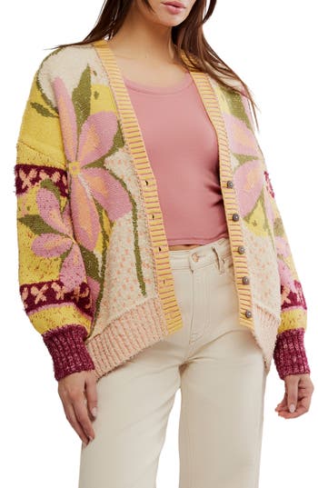 Free People Bali Tropical Garden Cotton Blend Cardigan In Multi