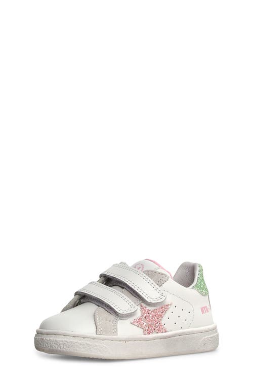 Naturino Kids' Pinn Sneaker in White-Pink-Light Green 