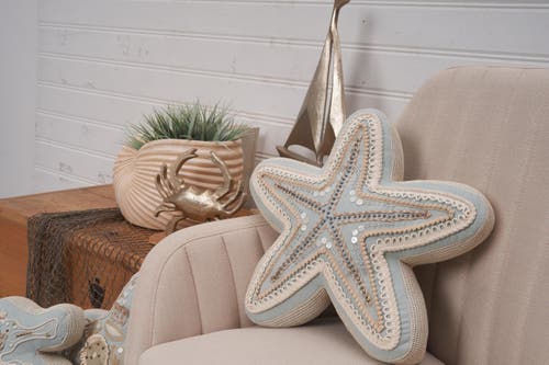 C & F Home C&f Home Beaded Sea Star Coastal Embellished Accent Shaped Pillow In Gray