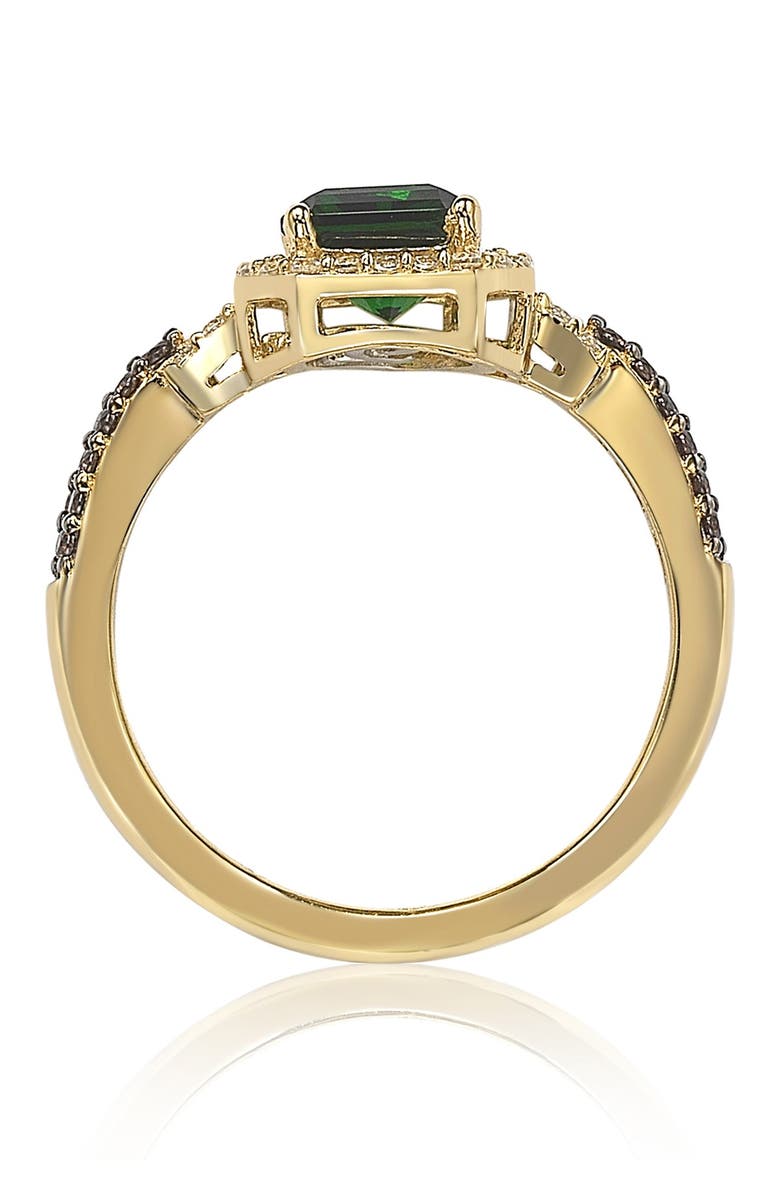 SUZY LEVIAN Yellow-Tone Sterling Silver Prong Set Emerald Cut & Pave CZ Ring, Alternate, color, Green