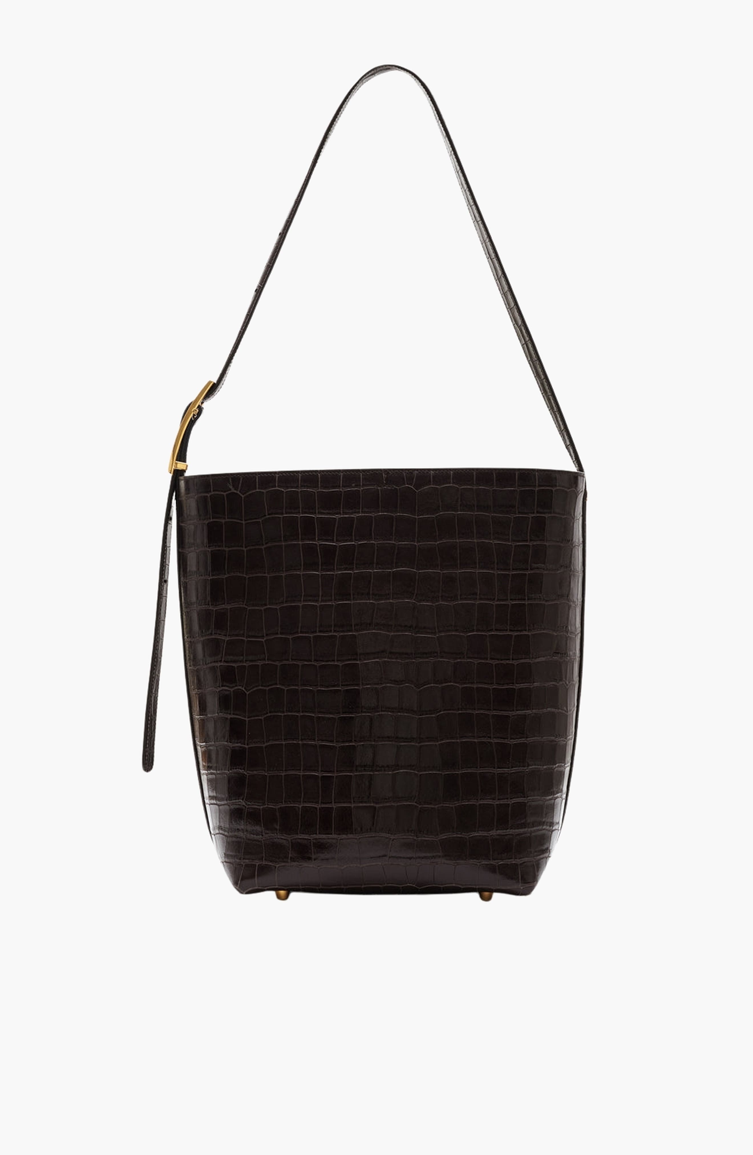 Elly Embossed Bucket Bag, Main, color, Dark Brown