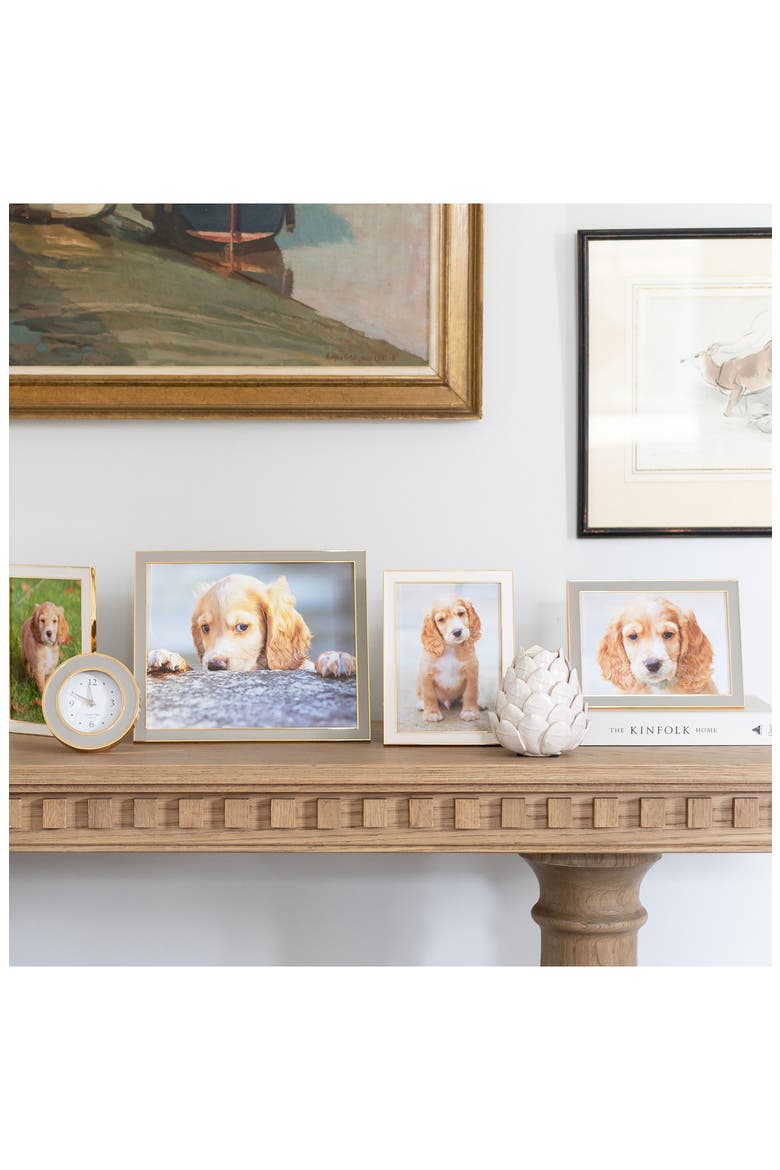 Goldtone Plate & Enamel Picture Frame, Alternate, color, WHITE