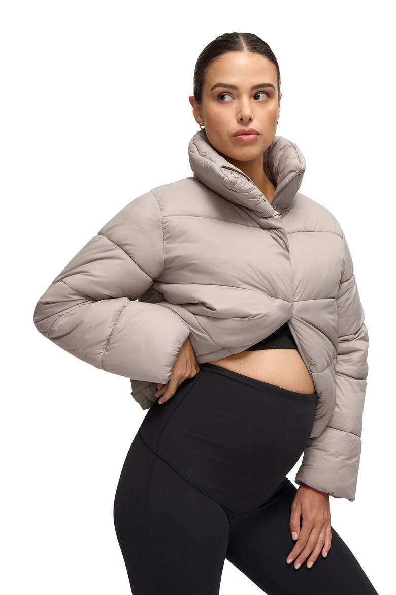 Short Maternity Puffer Jacket, Alternate, color, Mushroom