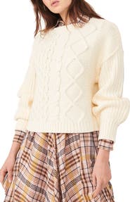 Free People Dream Cable Crewneck Sweater