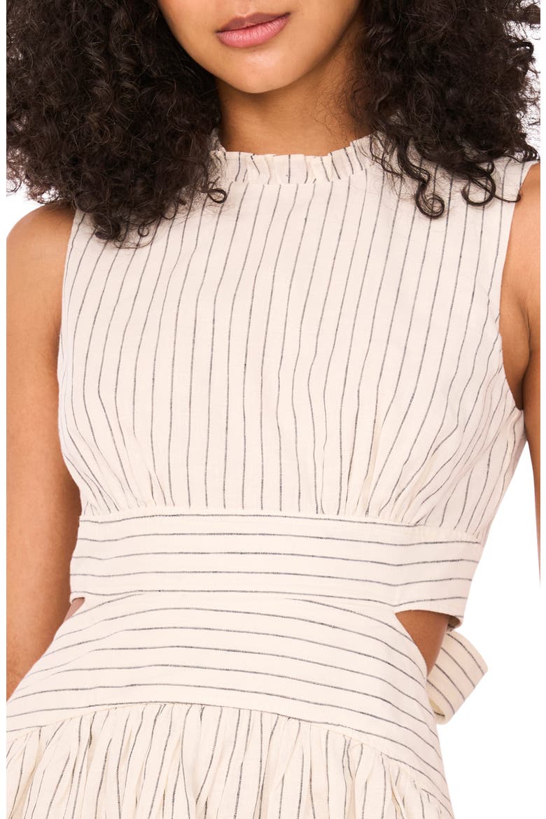 The Julianne Stripe Cutout Linen & Cotton Minidress, Alternate, color, IVORY/ SPELLBOUND BLUE