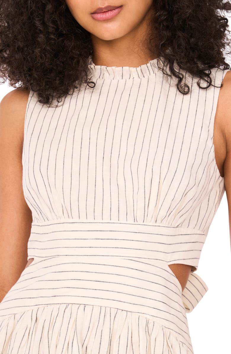 The Julianne Stripe Cutout Linen & Cotton Minidress