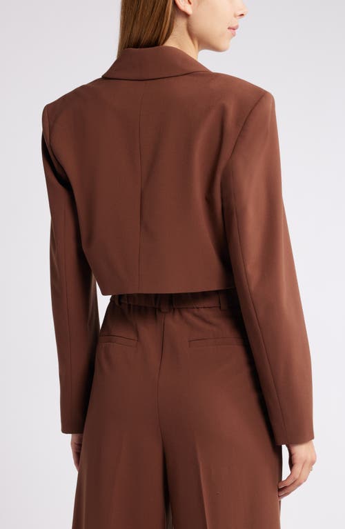 Open Edit Crop Blazer In Brown Soil