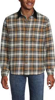 Lands' End Authentic Flannel Shirt with Corduroy Collar