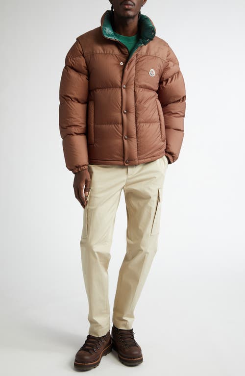 Moncler Verone Convertible Down Puffer Jacket In Brown