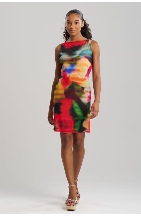 Floral Mirage - Printed Mesh Mini cover-up Dresss