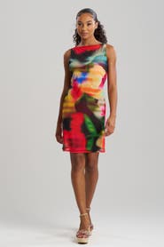 Natori Floral Mirage - Printed Mesh Mini cover-up Dresss