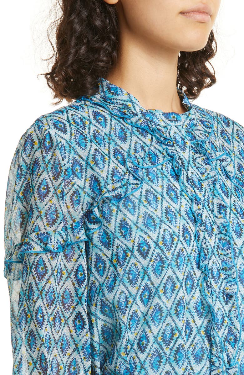 SALONI Tilly Ruffle Silk Dress, Alternate, color, 