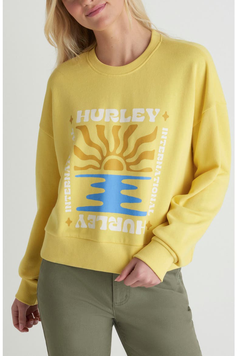 Living Peace Boxy Cotton Terry Graphic Sweatshirt, Main, color, DANDELION