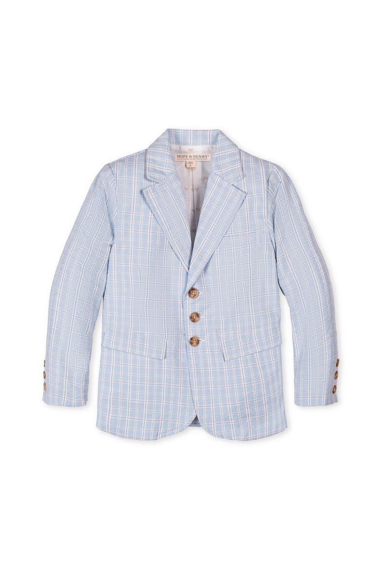 Kids' Organic Classic Seersucker Suit Jacket, Main, color, Blue Chateau Check