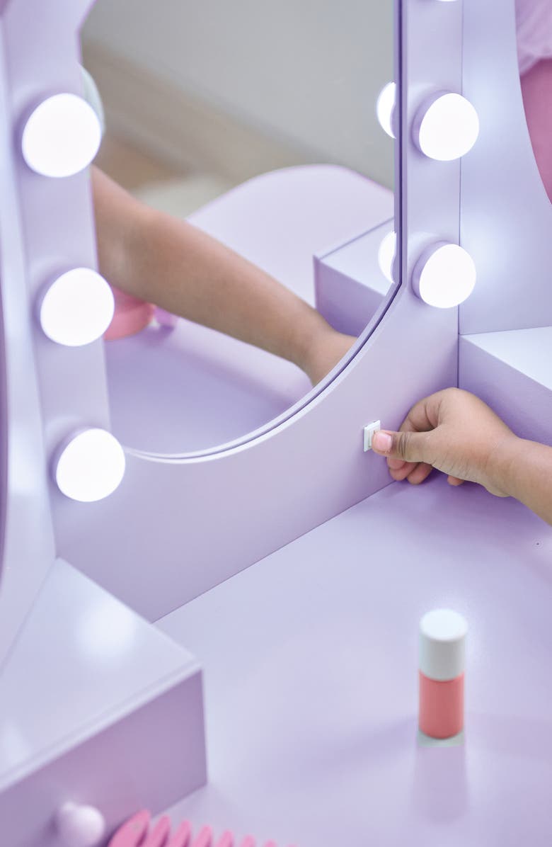 Teamson Kids Hearts Glow Vanity Play Set with LED Mirror, Alternate, color, Purple