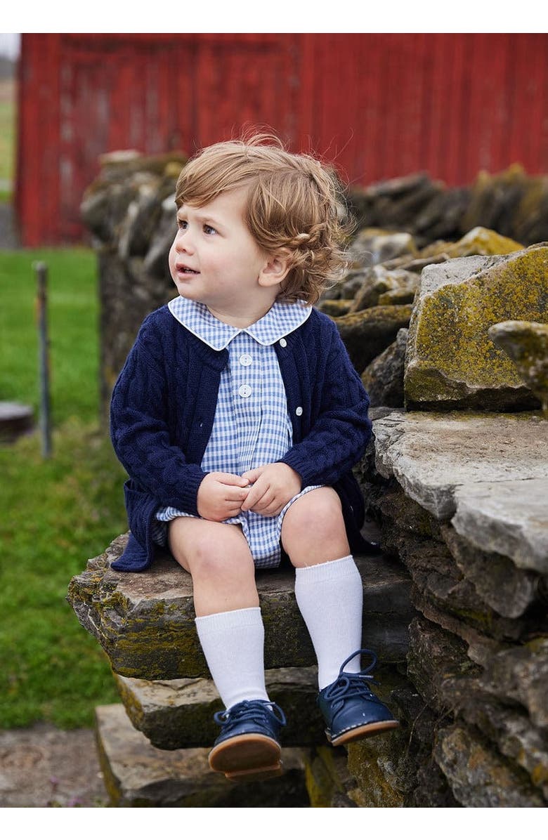 Little English Gingham Davant Bubble, Alternate, color, Gray Blue Gingham