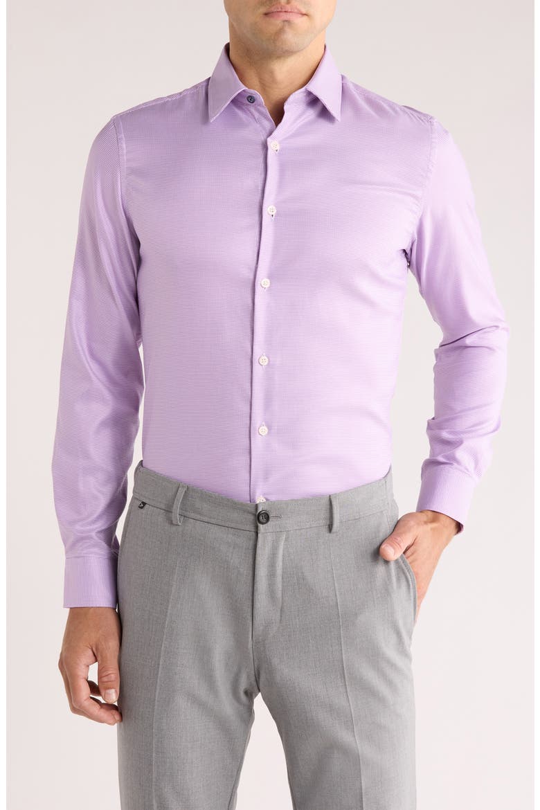 Slim Fit Textured Stretch Cotton Dress Shirt, Main, color, PURPLE