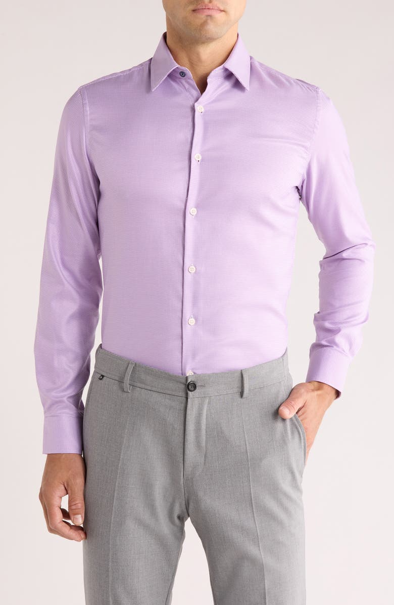 Duchamp Slim Fit Textured Stretch Cotton Dress Shirt, Main, color, Purple