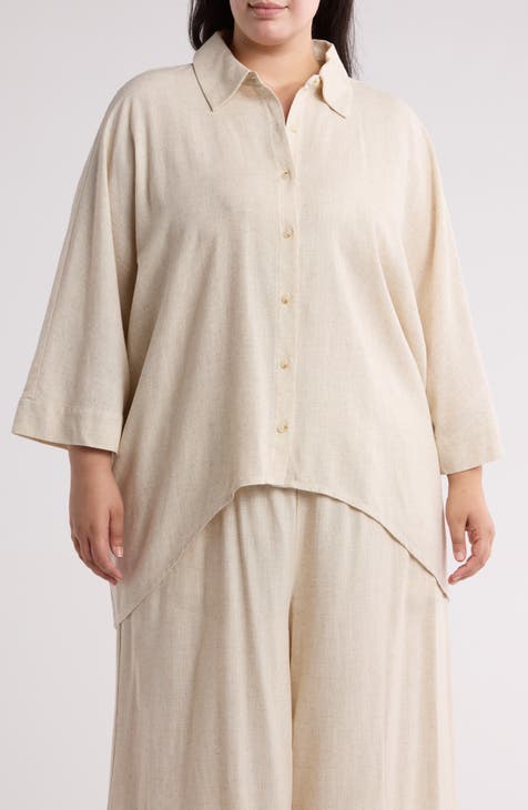 Naomi Oversize Button-Up Shirt (Plus)