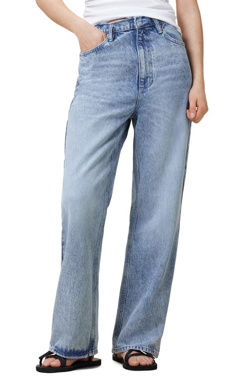 Allsaints Blake Fray Straight Leg Jeans In Light Indigo