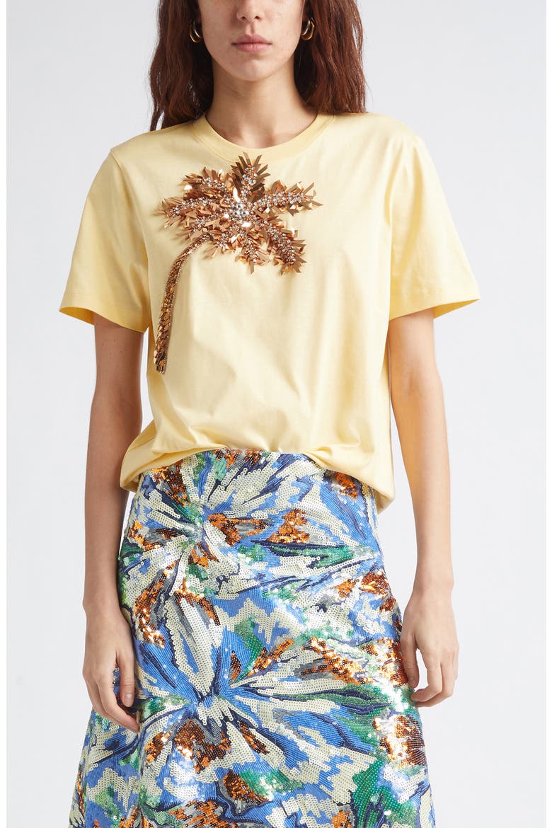 Palm Embroidered T-Shirt, Main, color, GOLD