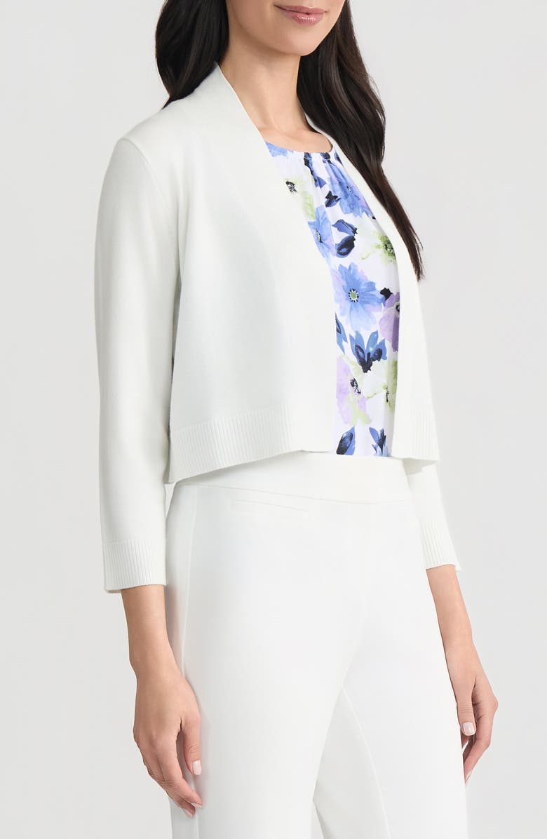 KASPER Kissing Front Crop Shrug, Alternate, color, Lily White