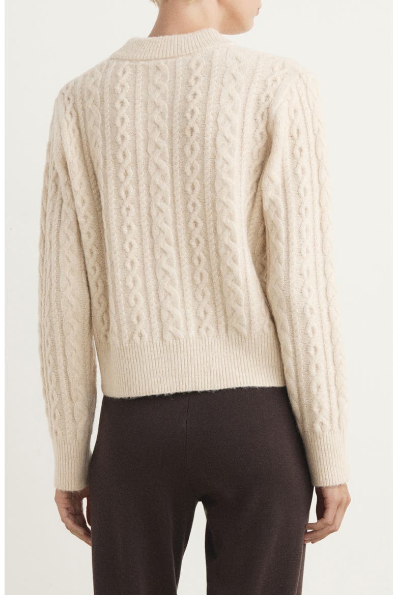 Cable Crewneck Lounge Sweater, Alternate, color, ECRU