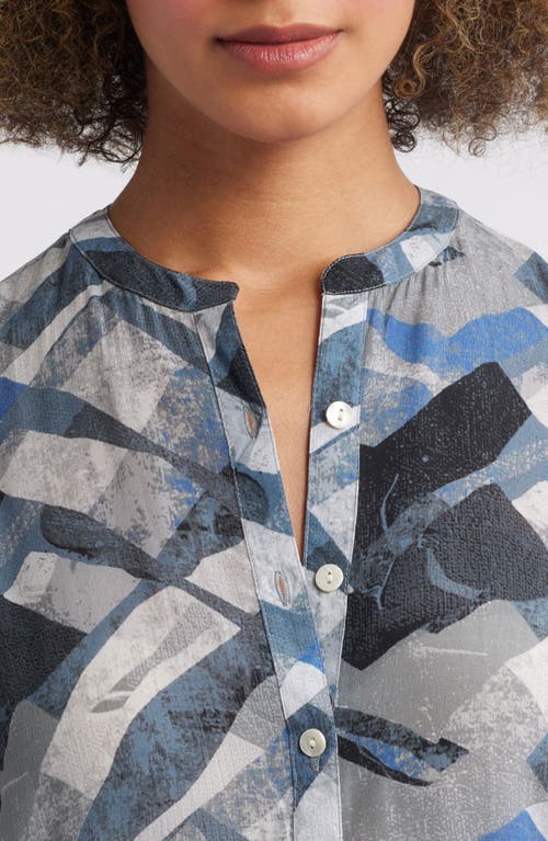 Apny Print Chiffon Button-up Sleeveless Top In Multi