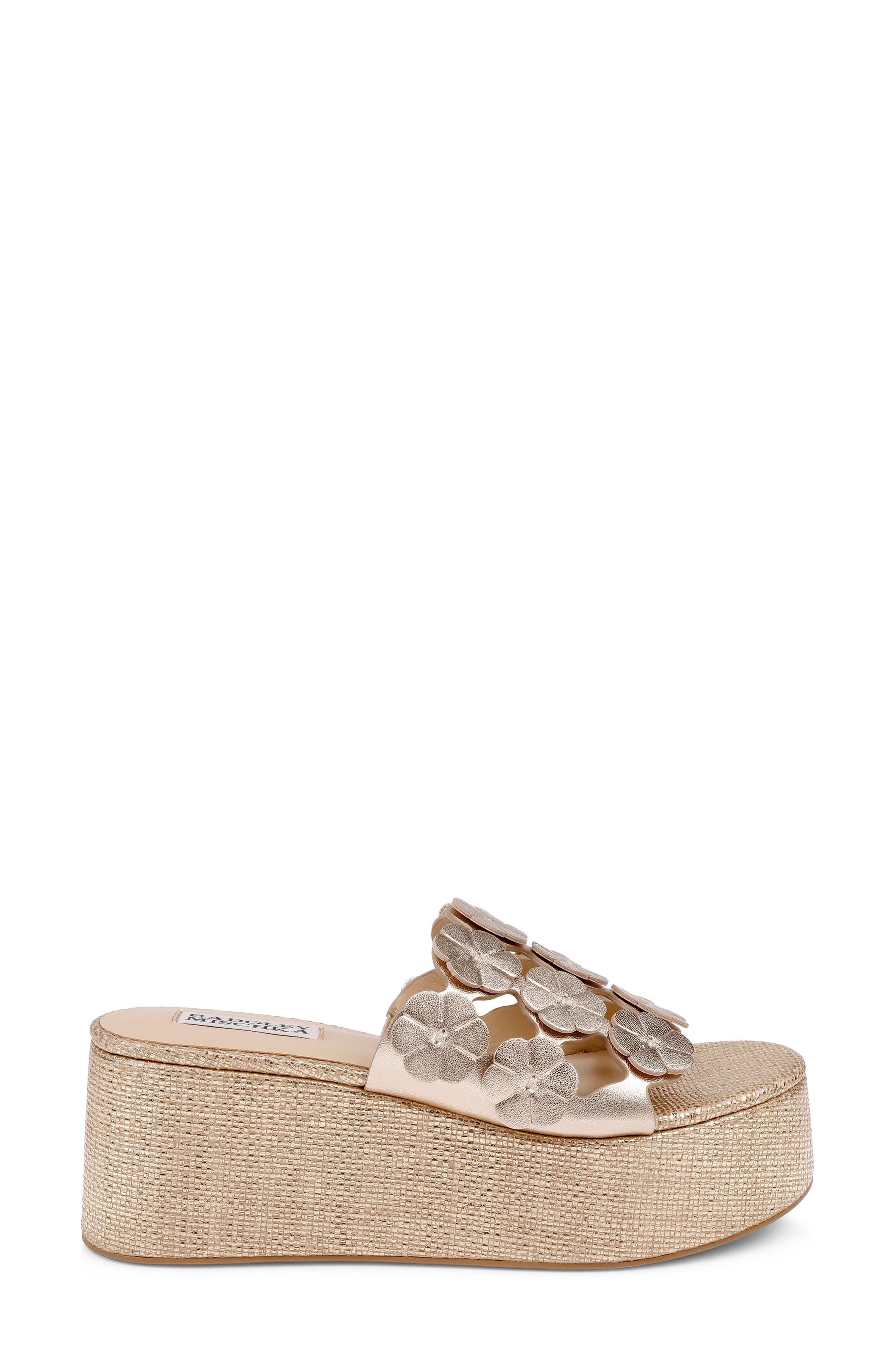 Wendall Platform Wedge Slide Sandal, Alternate, color, GOLD METALLIC