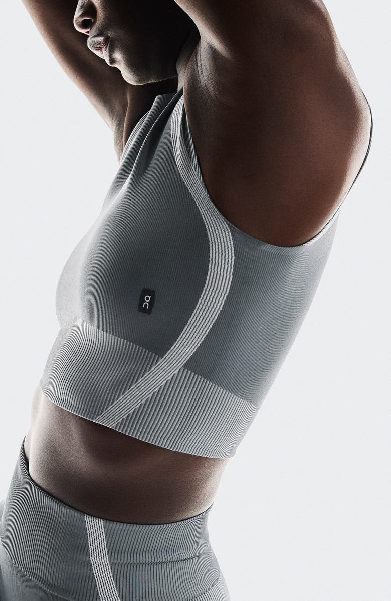 On Studio Crop Tank, Alternate, color, Rock/ Glacier