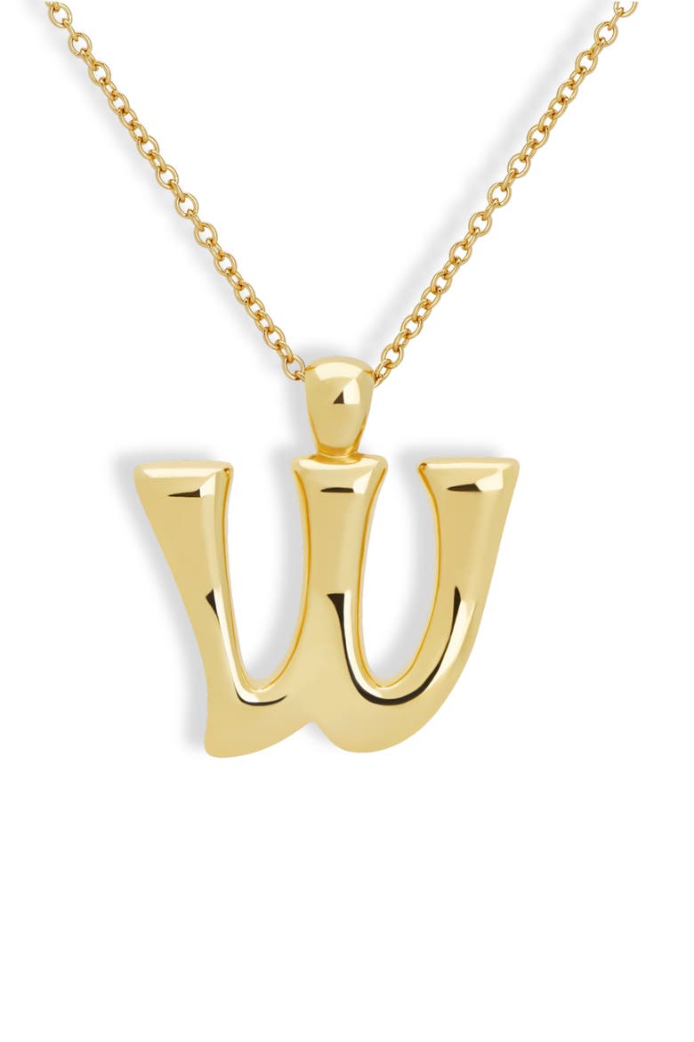 Blake Bubble Letter Pendant Necklace, Main, color, W