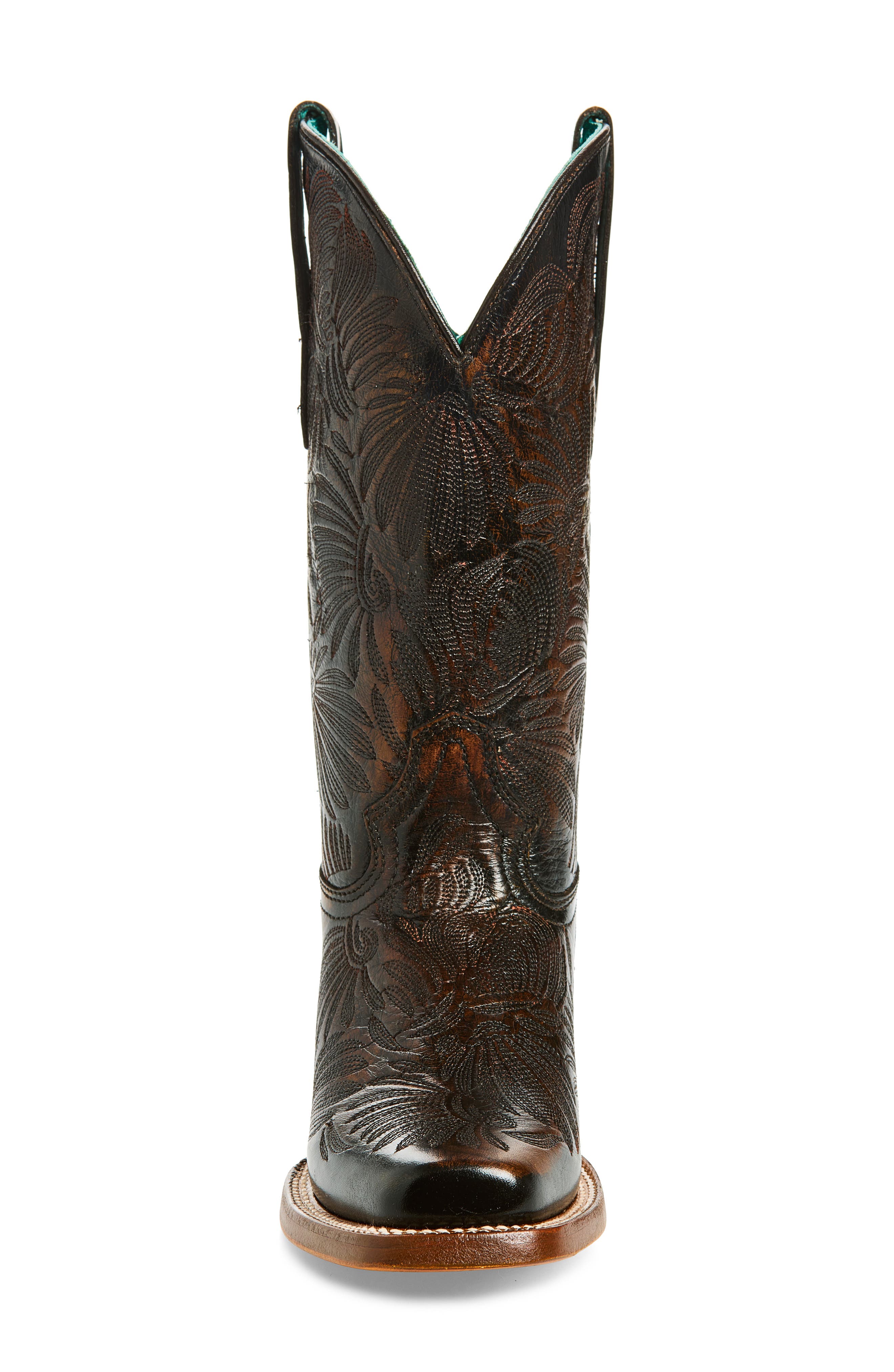 Floral Petal Embroidered Cowboy Boot, Alternate, color, BLACK/ HONEY