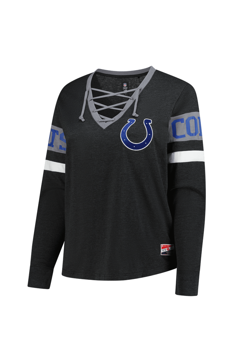 New Era Women's New Era Black Indianapolis Colts Plus Size Throwback Lace-Up Long Sleeve T-Shirt, Alternate, color, Black