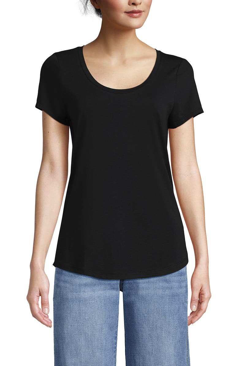 Lands' End Lightweight Jersey T-shirt, Main, color, Black