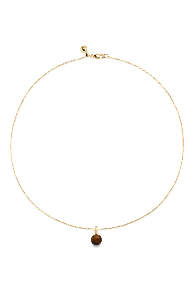 Gemstone Pendant Necklace, Alternate, color, 18CT GOLD VERMEIL / TIGERS EYE