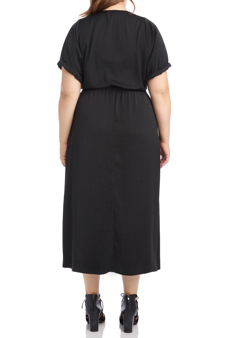 Cuffed Sleeve Midi Dress, Alternate, color, BLACK