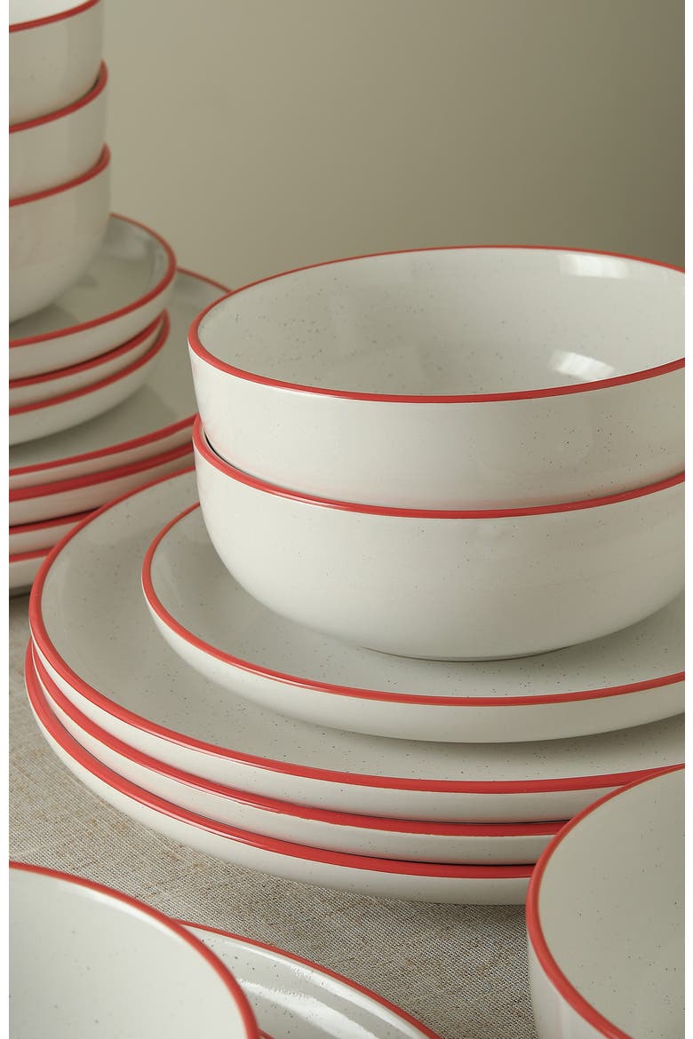 Ezra Stoneware 12-Piece Dinnerware Set, Alternate, color, Red