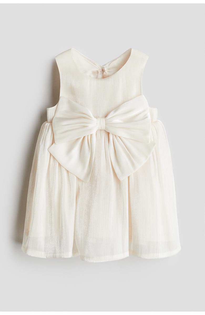 H&M Bow-detail Organza Dress, Main, color, Cream