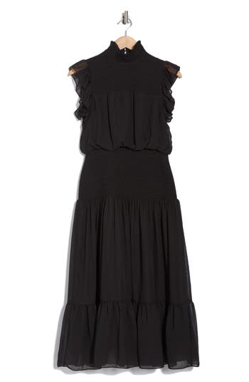 Area Stars Flutter Sleeve Smocked Drop Waist Midi Dress