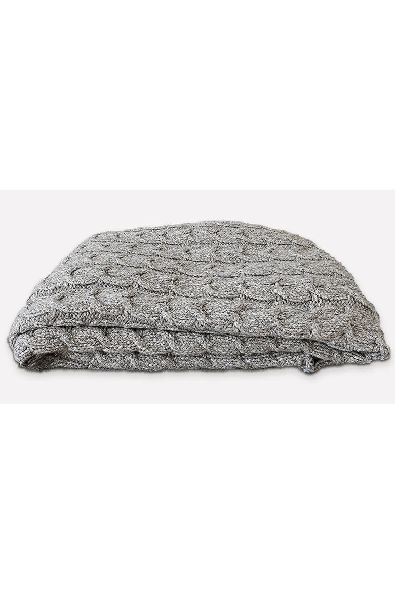 Handloomed Muru Collection - Luxurious Artisan Weaver Peruvian Pima Cotton & Undyed Baby Alpaca Super Soft Cable Blanket, Main, color, Graphite