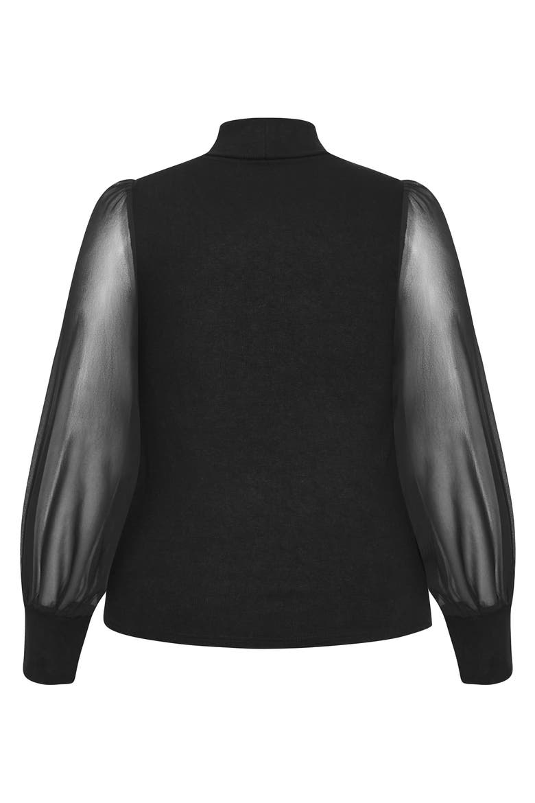 Sheer Sleeve Sweater, Alternate, color, BLACK