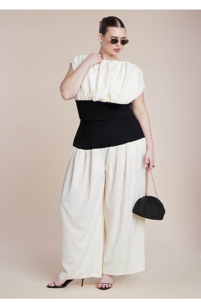 ELOQUII Colorblocked Wide Leg Pant, Alternate, color, Black And White