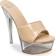 CHASE AND CHLOE Chase & Chloe Clear Platform Mule Sandal