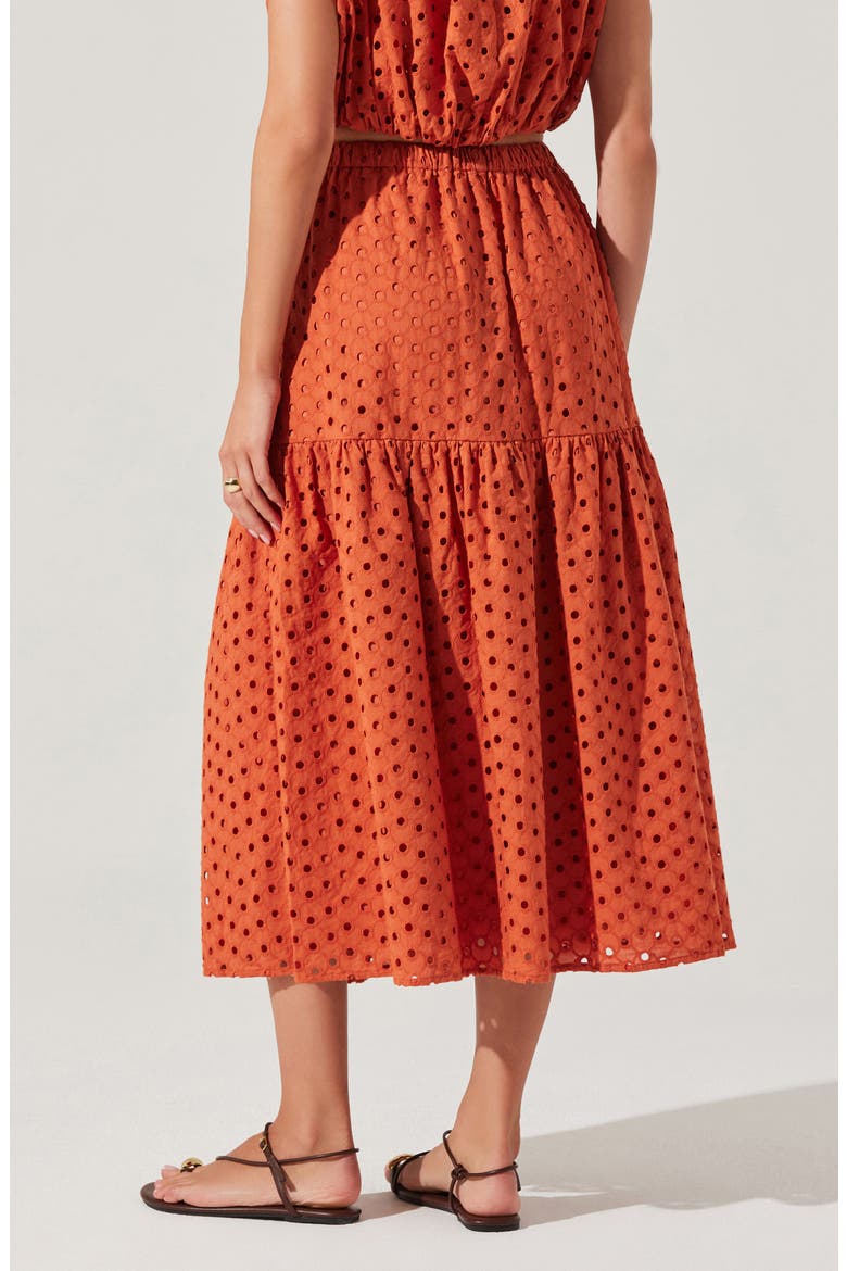 Nalley Eyelet Tiered Skirt with Pockets, Alternate, color, RUST