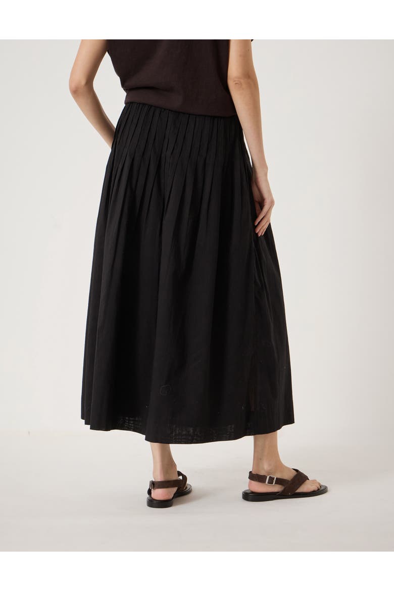 Maddie Pleated Cotton Voile Midi Skirt, Alternate, color, Black